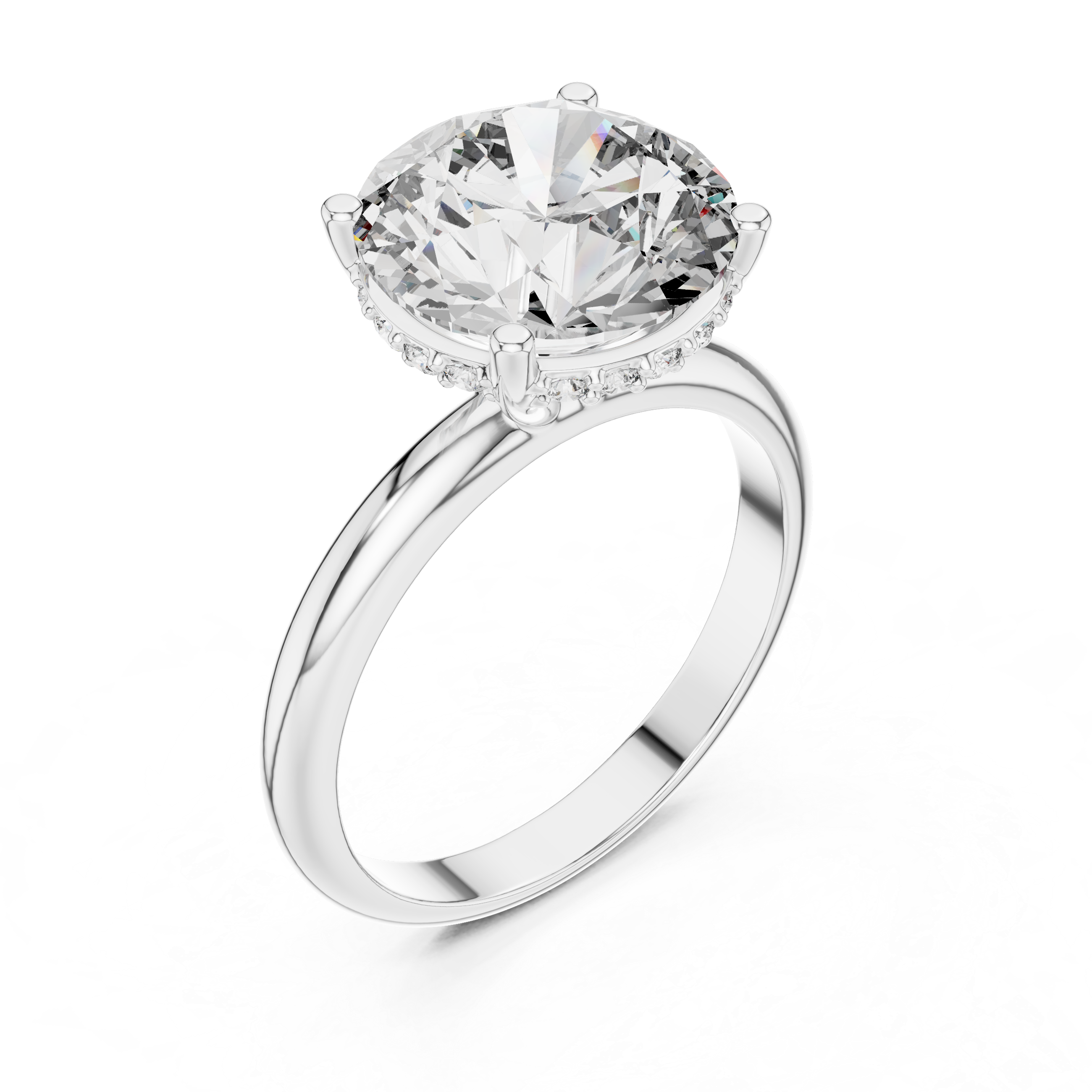 Solitaire Diamond Hidden Halo Ring