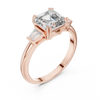 Asscher Cut Lab Grown Diamond Three-Stone Ring