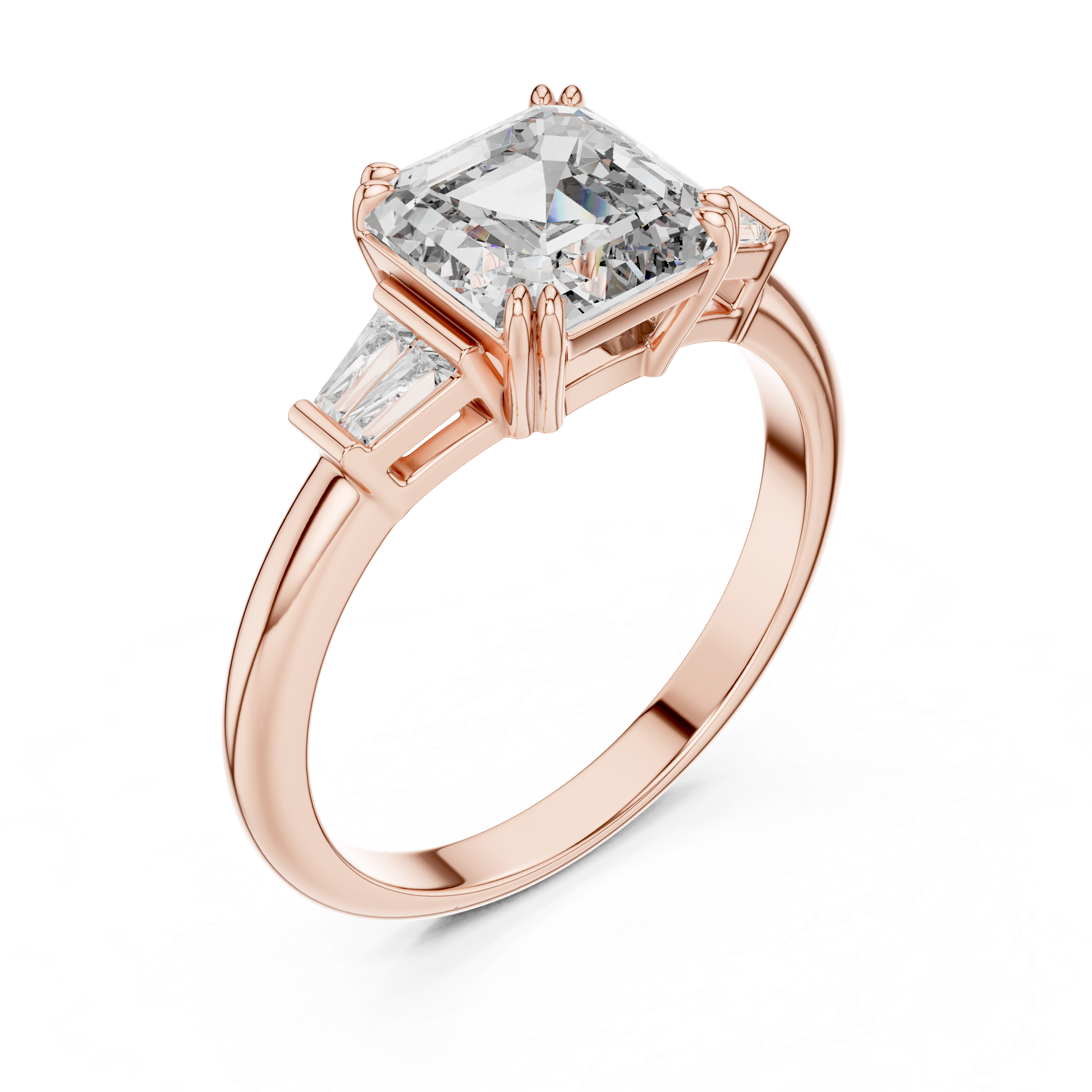 Asscher Cut Lab Grown Diamond Three-Stone Ring