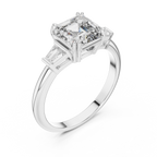 Asscher Cut Lab Grown Diamond Three-Stone Ring