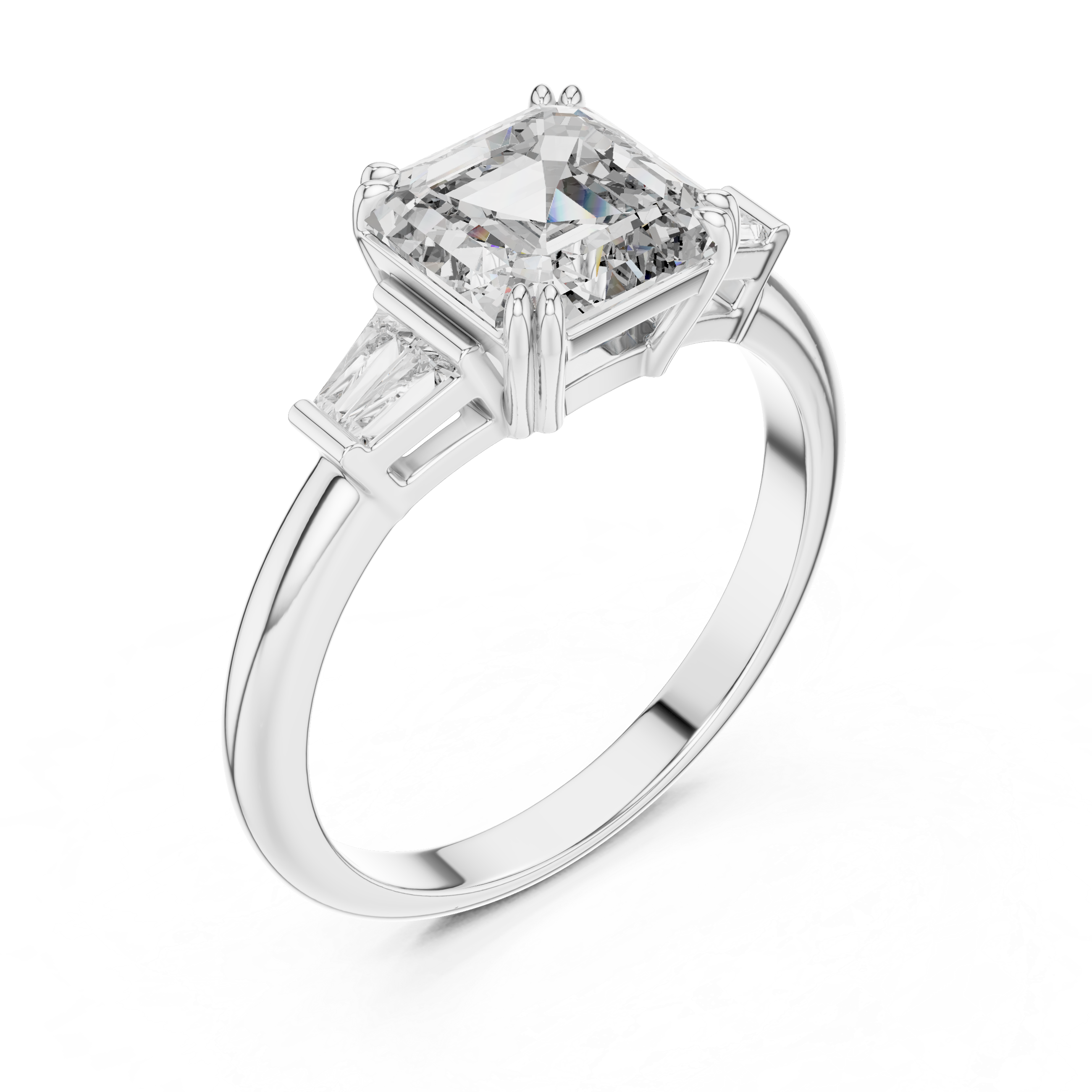 Asscher Cut Lab Grown Diamond Three-Stone Ring