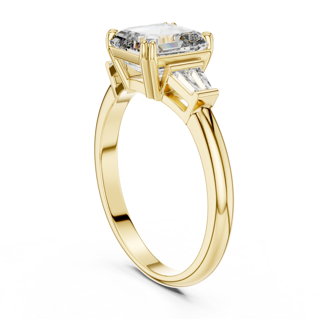 Asscher Cut Lab Grown Diamond Three-Stone Ring