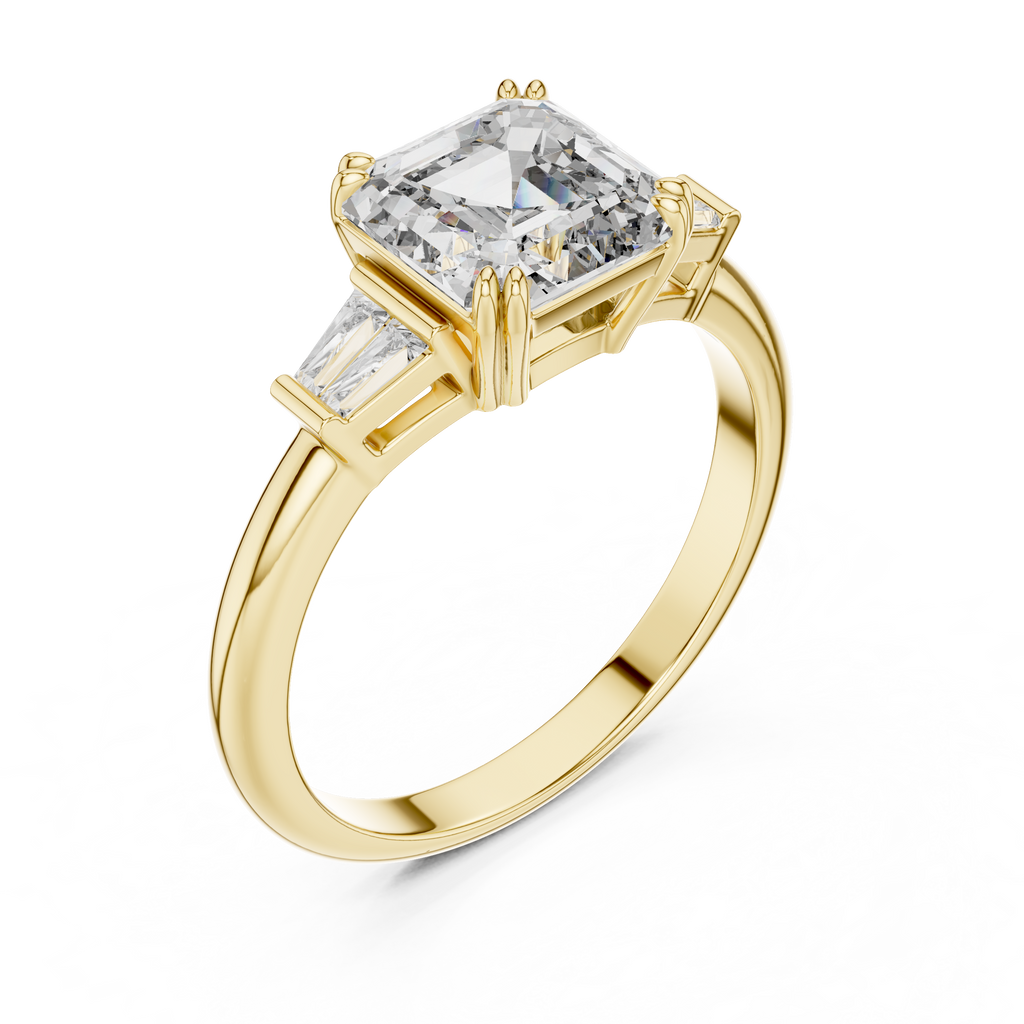 Asscher Cut Lab Grown Diamond Three-Stone Ring