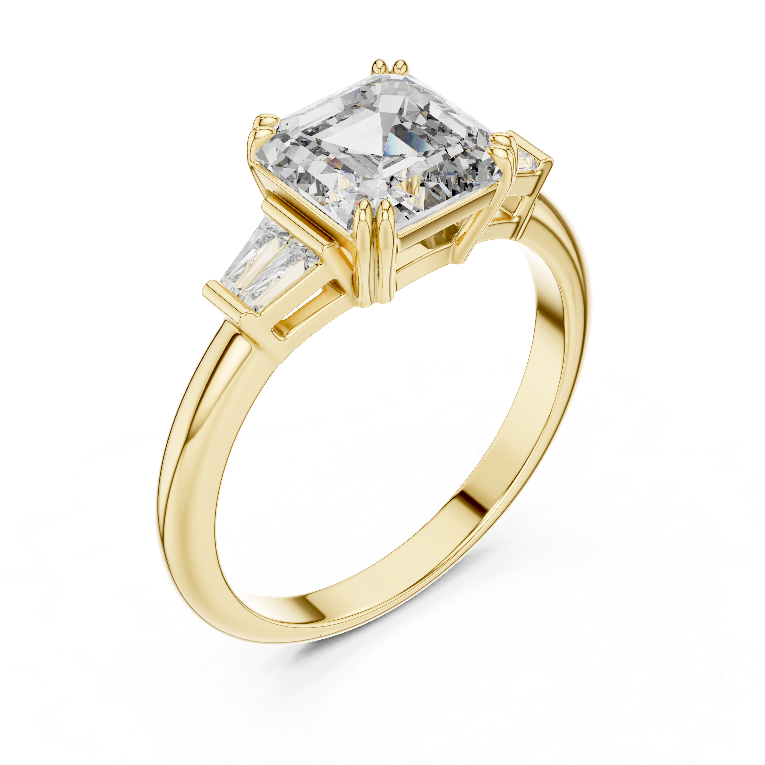 Asscher Cut Lab Grown Diamond Three-Stone Ring