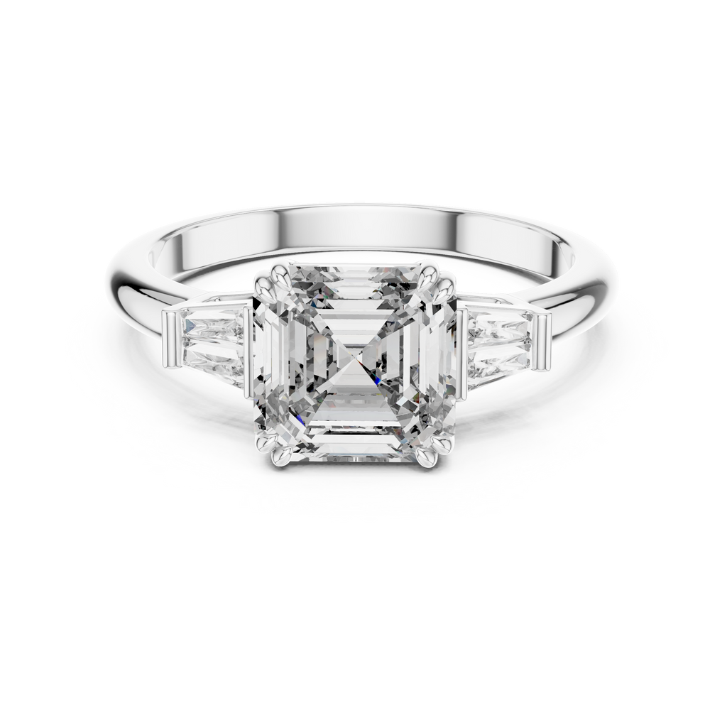 Asscher Cut Lab Grown Diamond Three-Stone Ring
