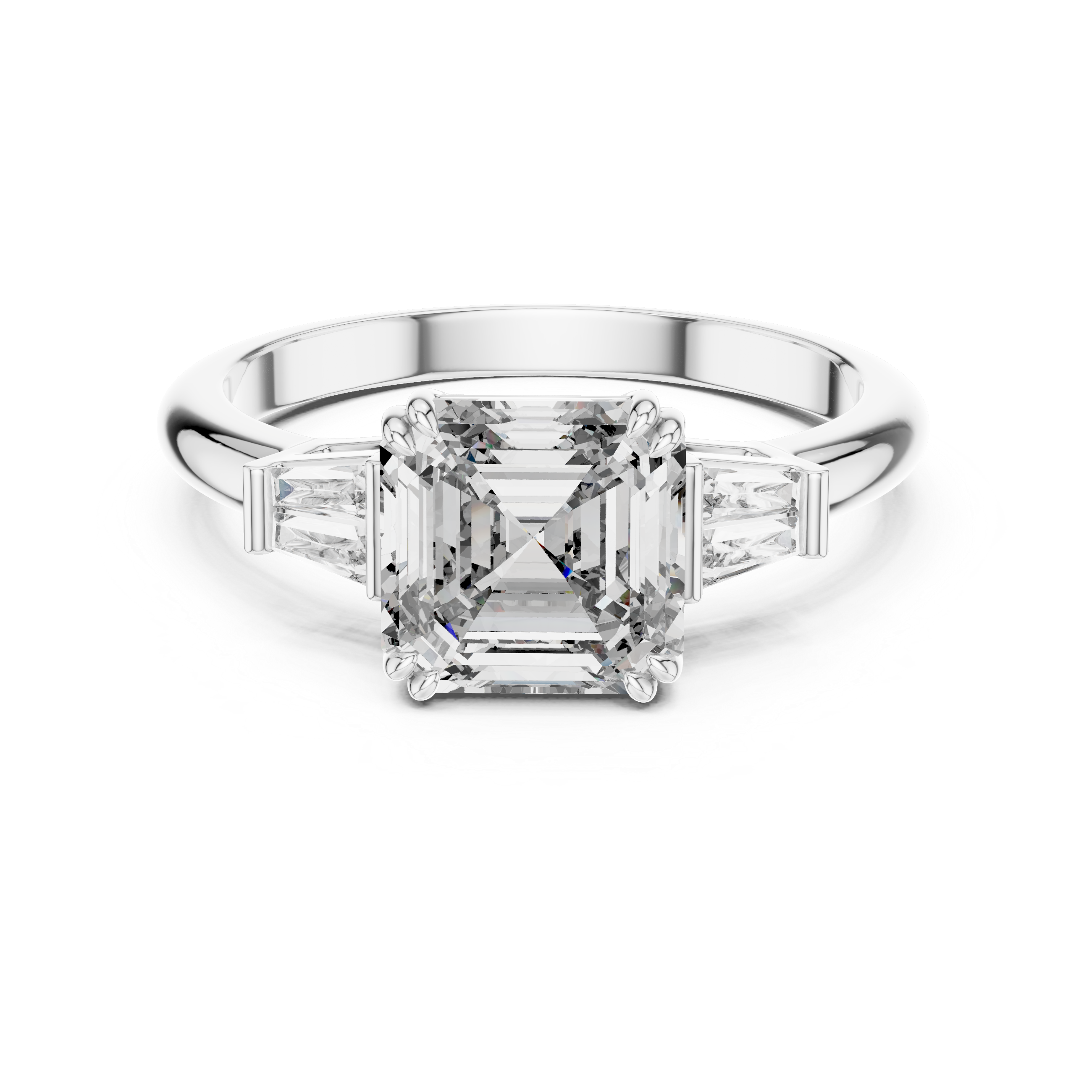 Asscher Cut Lab Grown Diamond Three-Stone Ring