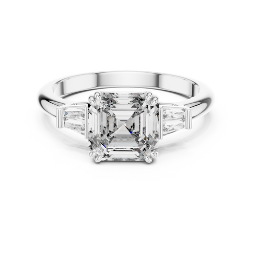 Asscher Cut Lab Grown Diamond Three-Stone Ring