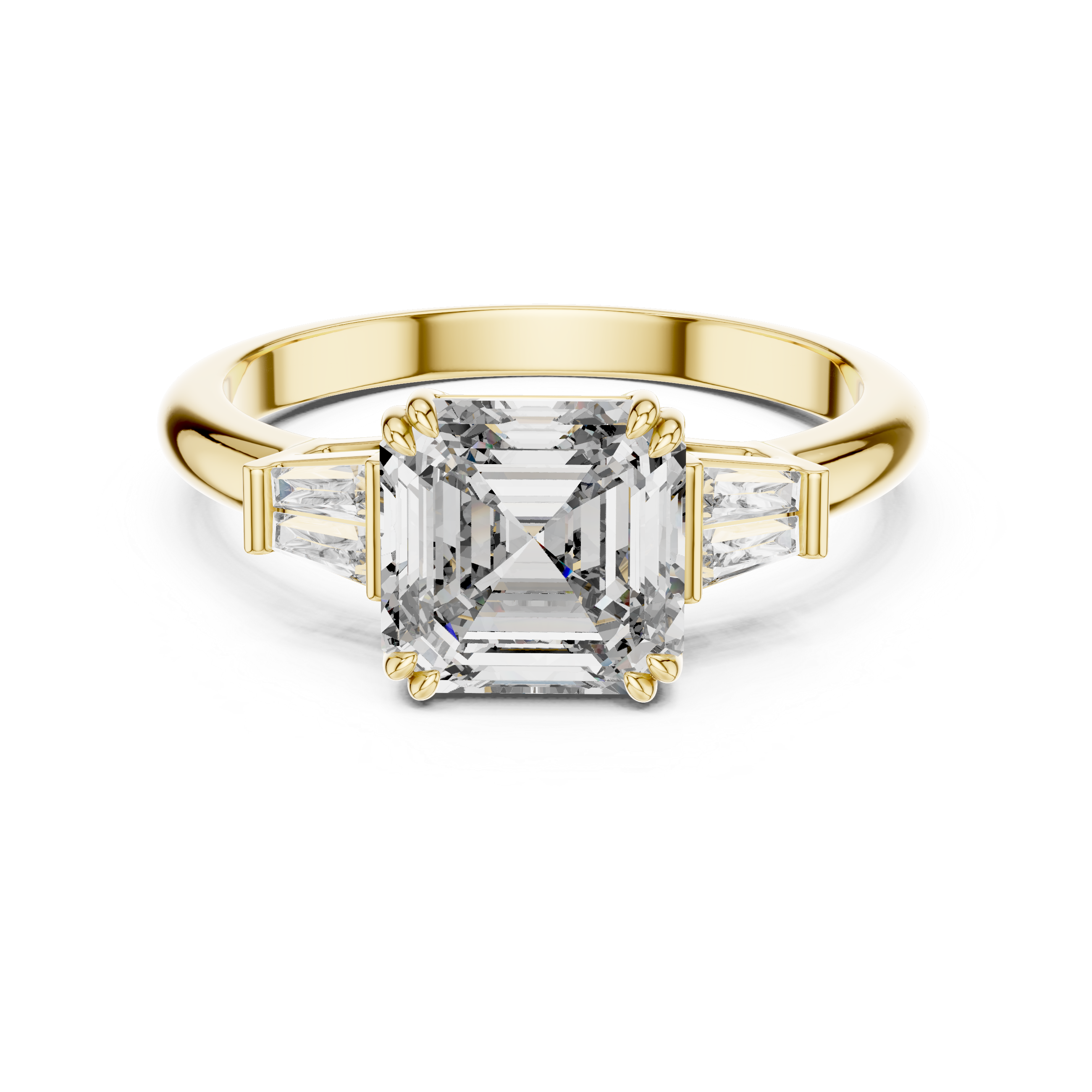 Asscher Cut Lab Grown Diamond Three-Stone Ring