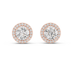 Round Halo Diamond Stud Earrings