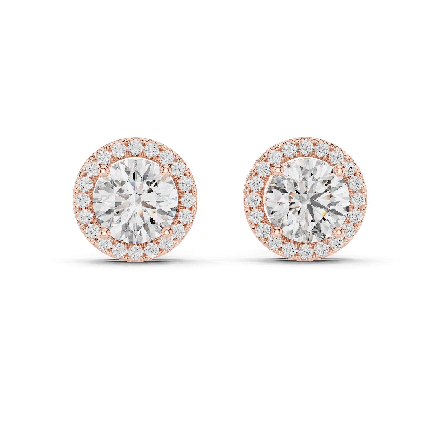 Round Halo Diamond Stud Earrings