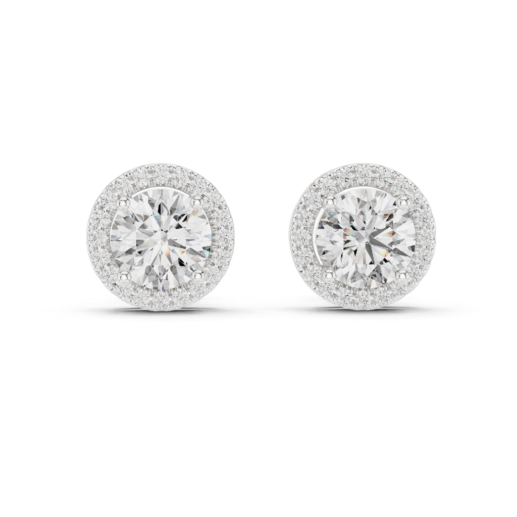 Round Halo Diamond Stud Earrings