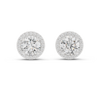 Round Halo Diamond Stud Earrings