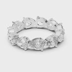 360 spin video of Roy Diamond white gold pear shape eternity band ring showing full eternity sparkle and prong craftsmanship