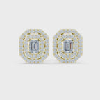Emerald Double Halo Stud Earrings