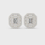 Emerald Double Halo Stud Earrings