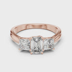 Emerald & Princess Lab Grown Diamond Three Stone Ring