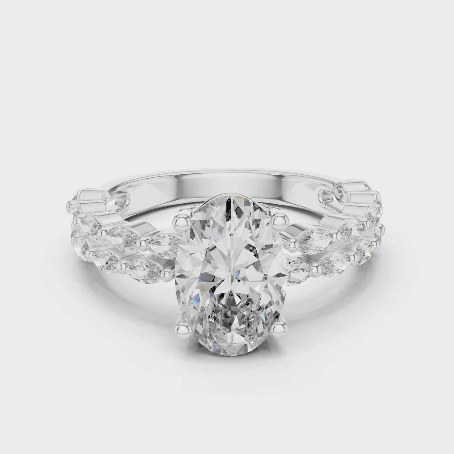 Oval Cut Diamond Marquise Split Shank Engagement Ring