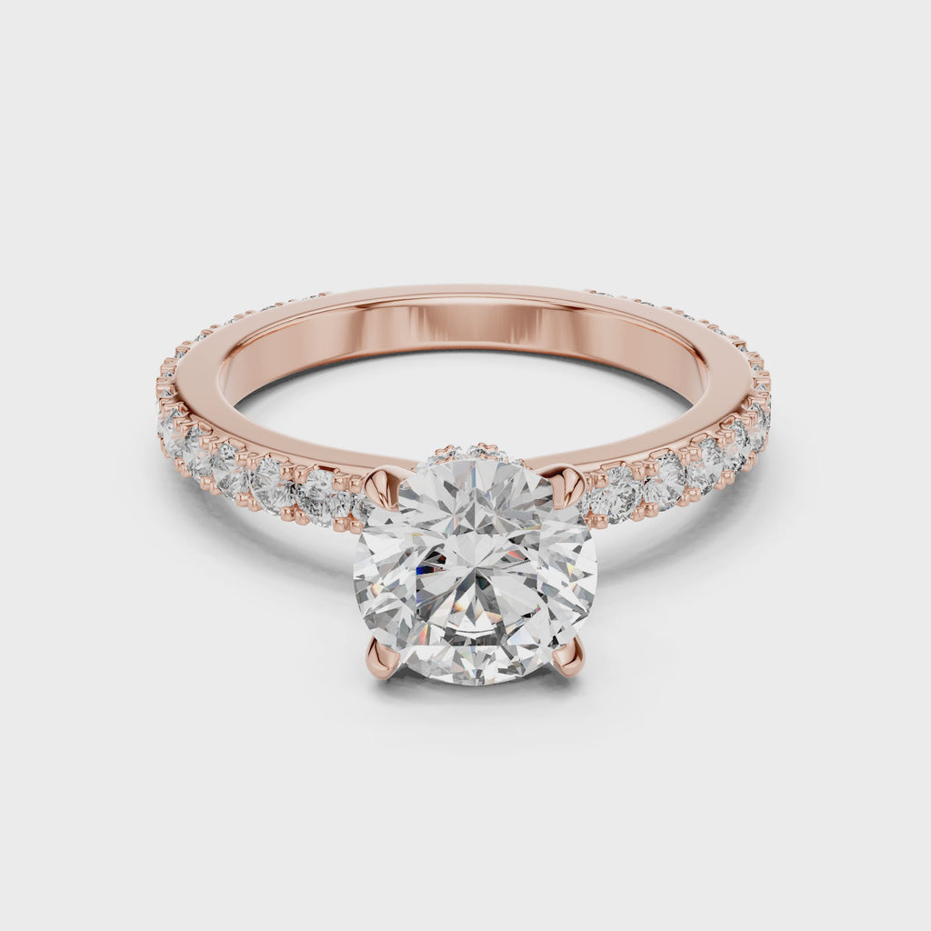 Round Solitaire Pavé Band Ring