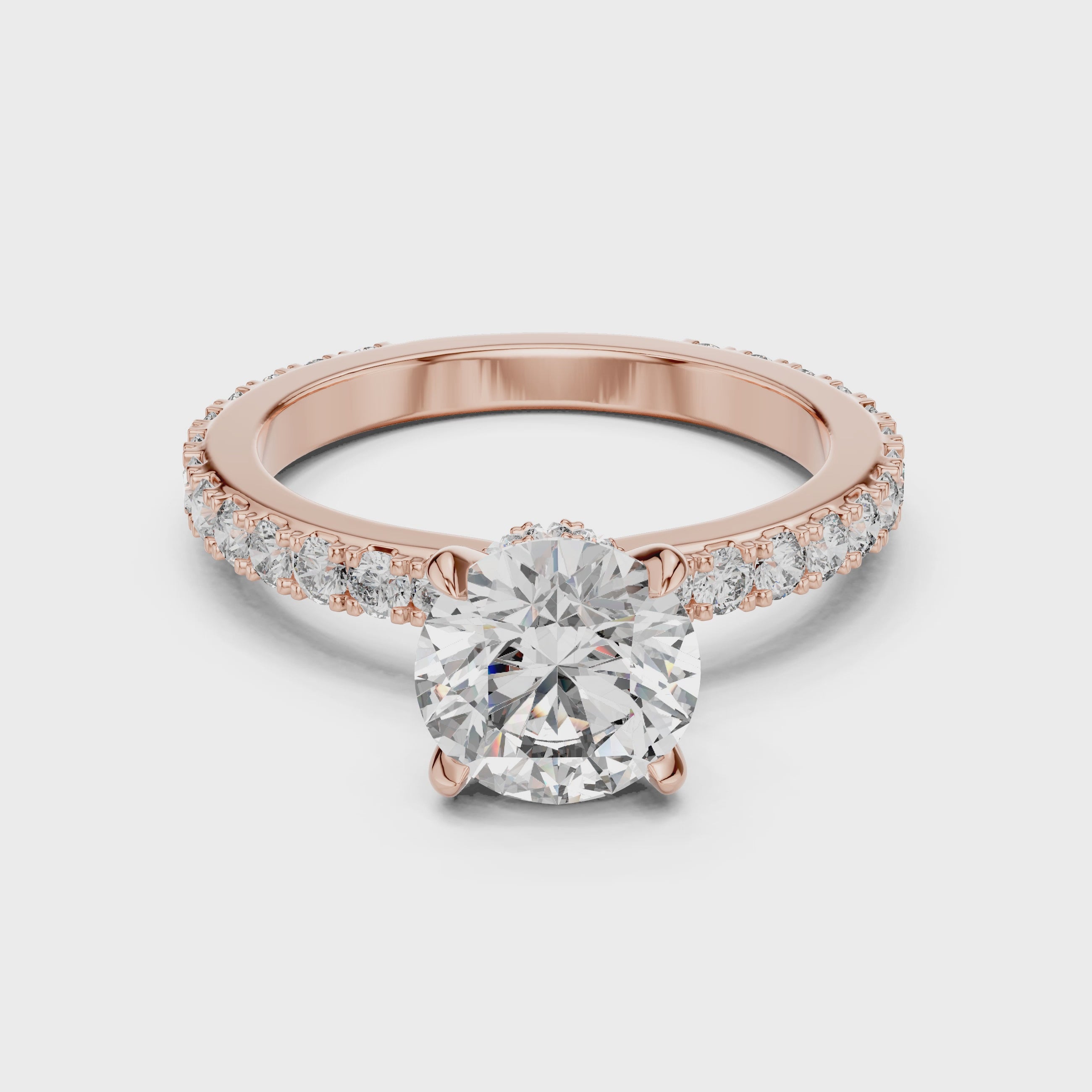Round Solitaire Pavé Band Ring