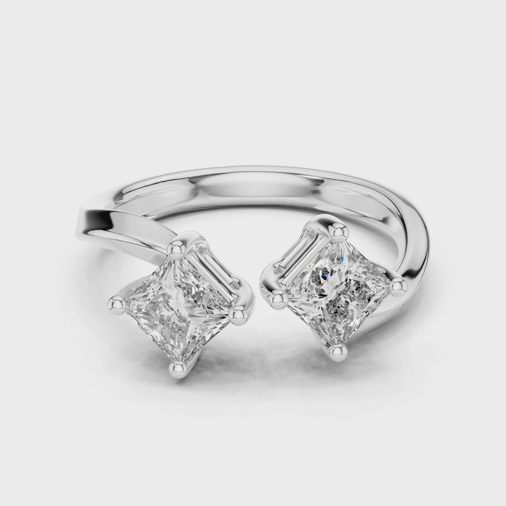 Princess Cut Toi et Moi Diamond Ring