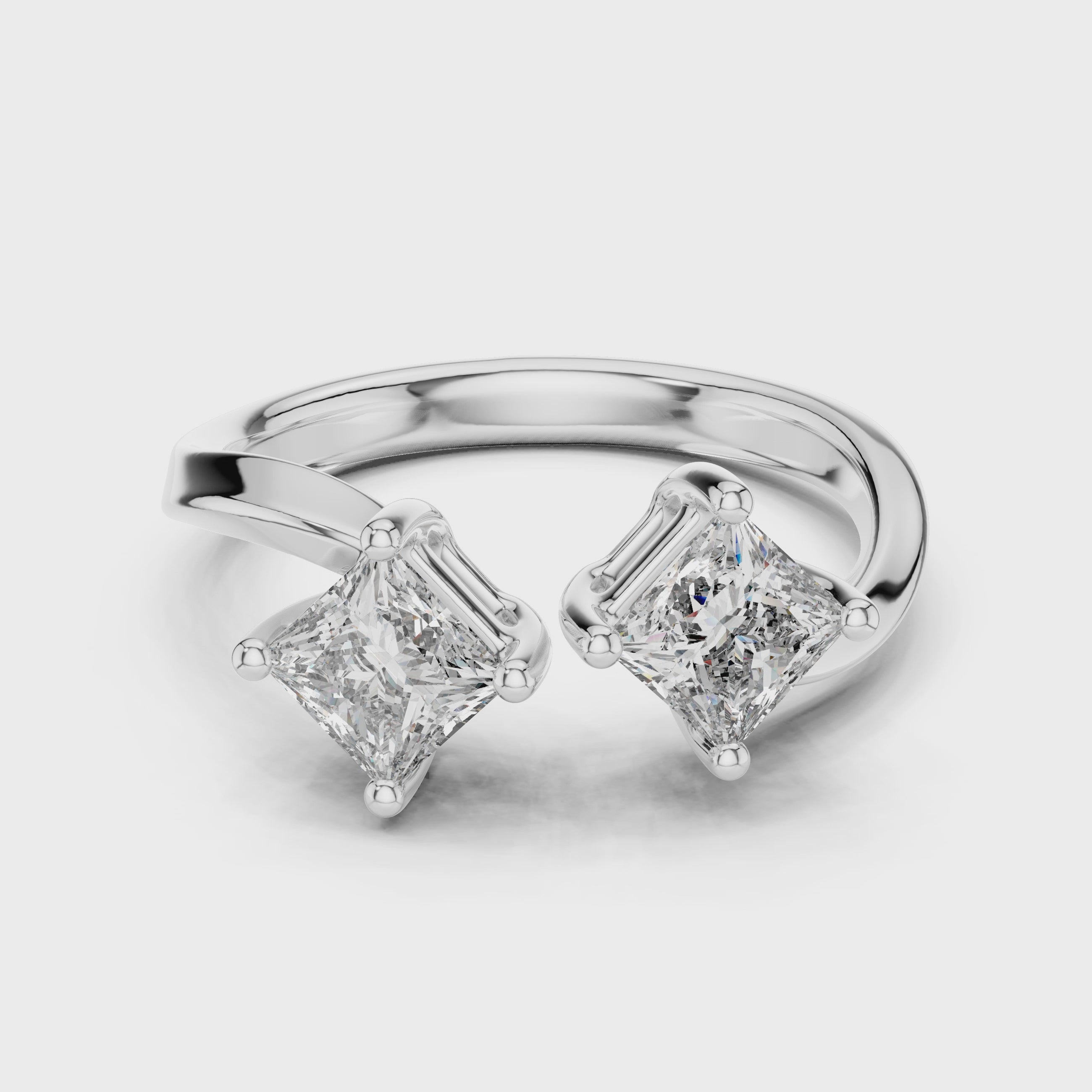 Princess Cut Toi et Moi Diamond Ring