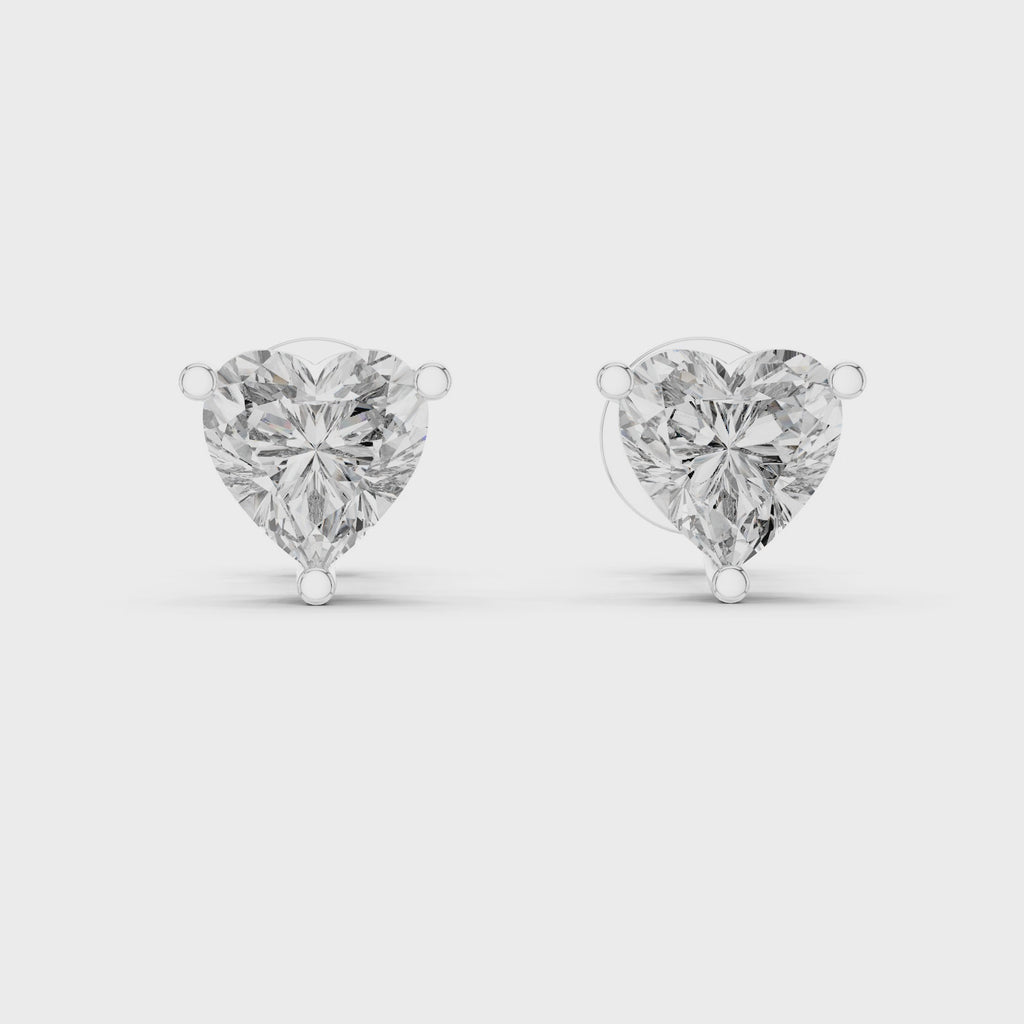Heart Shape Diamond Stud Earrings