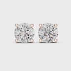 360 rotating video of Roy Diamond rose gold solitaire diamond studs 8.00 mm round brilliant 4.00 CT TW
