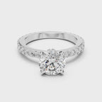 Round Solitaire Pavé Band Ring