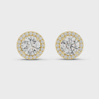 Round Halo Diamond Stud Earrings