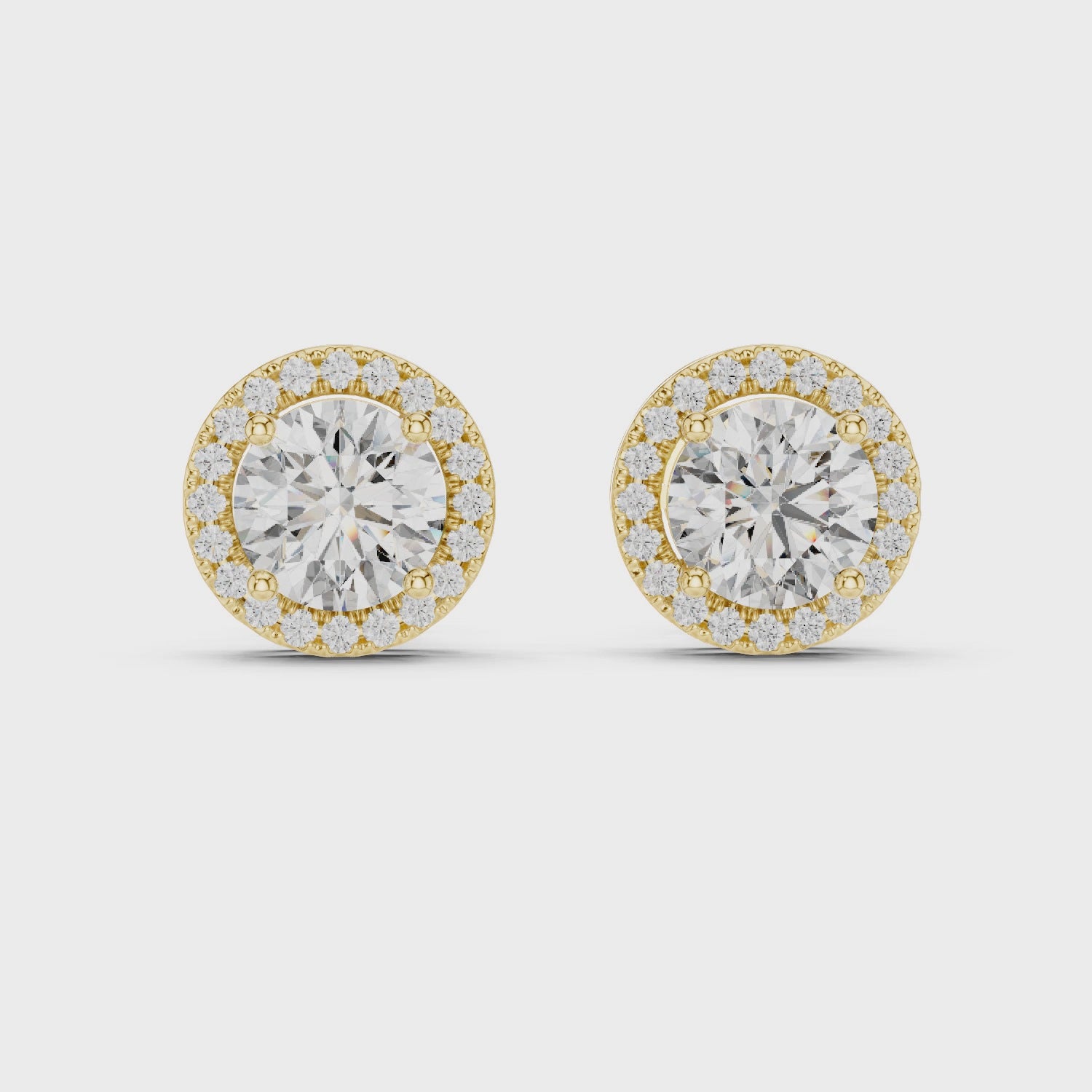Round Halo Diamond Stud Earrings