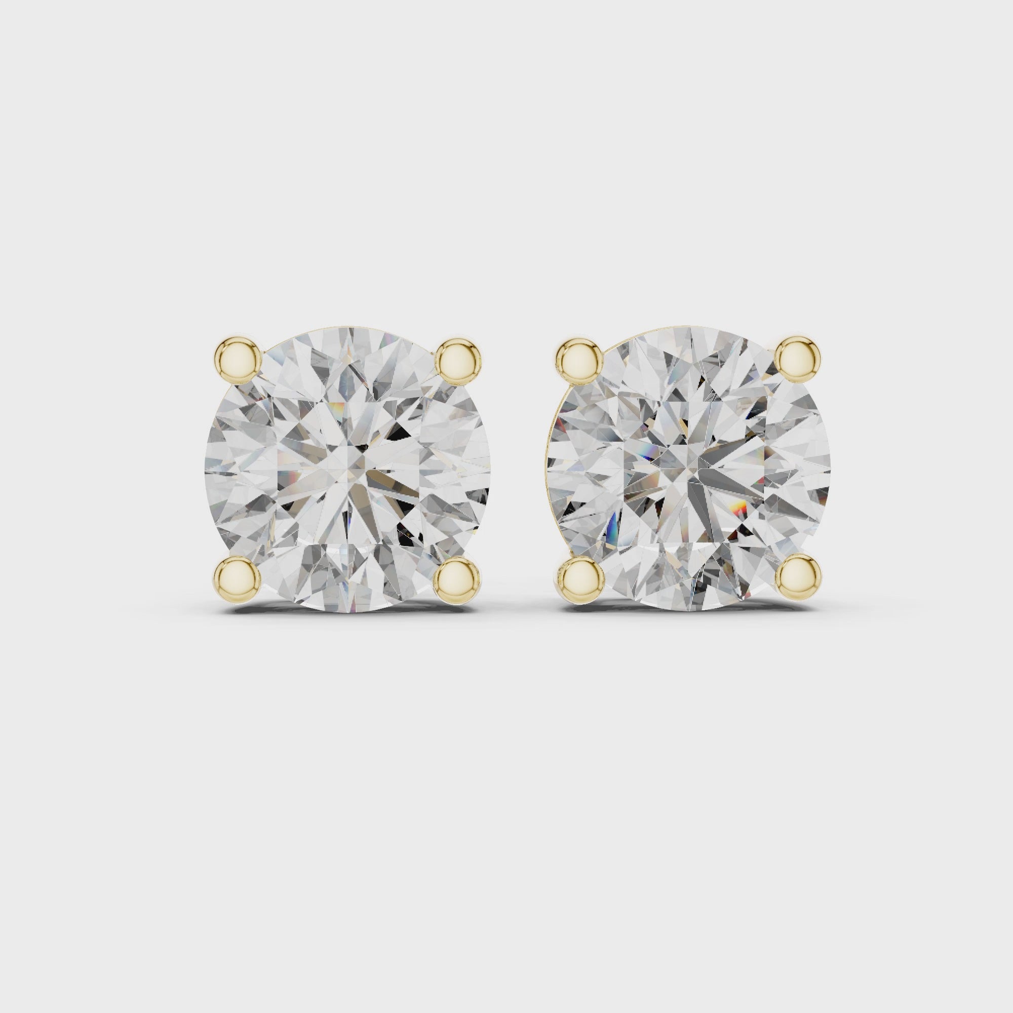 360 video of Roy Diamond yellow gold solitaire diamond studs round brilliant 8.00 mm 4.00 CT total weight