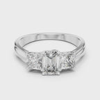 Emerald & Princess Lab Grown Diamond Three Stone Ring