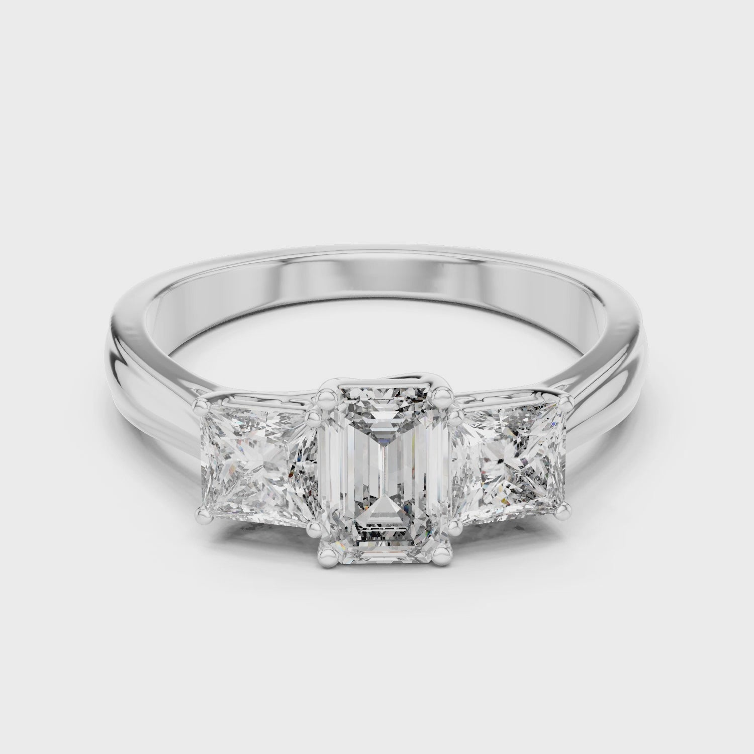 Emerald & Princess Lab Grown Diamond Three Stone Ring