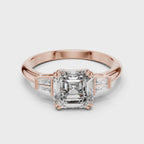 Asscher Cut Lab Grown Diamond Three-Stone Ring