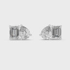 Pear & Emerald Cut Diamond Stud Earrings