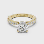 Round Solitaire Pavé Band Ring