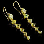 360° product video showing 8.51 CT fancy vivid yellow square emerald diamond earrings by Roy Diamond