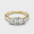 Emerald & Princess Lab Grown Diamond Three Stone Ring