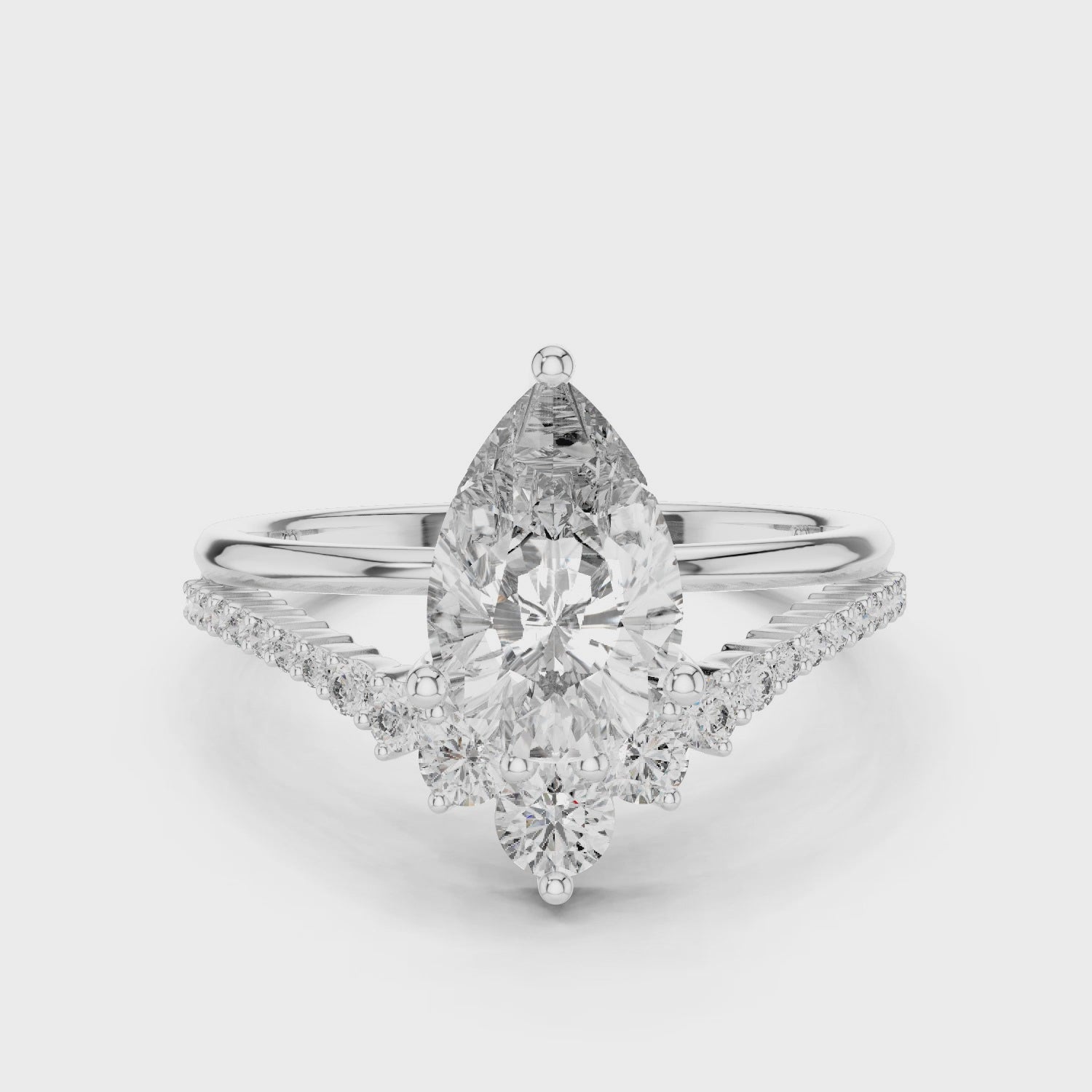 Pear Diamond Split Shank Ring