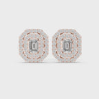 Emerald Double Halo Stud Earrings
