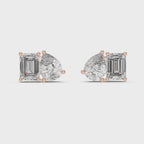 Pear & Emerald Cut Diamond Stud Earrings