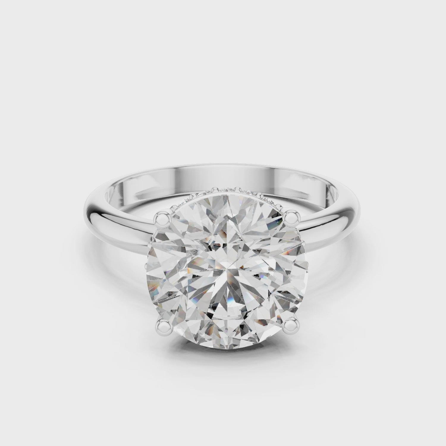 Solitaire Diamond Hidden Halo Ring