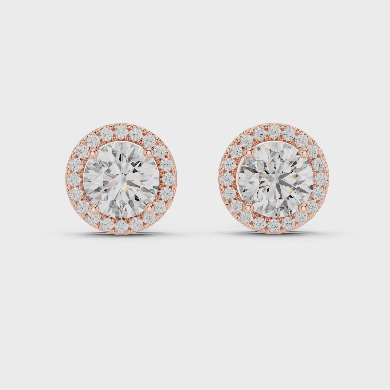 Round Halo Diamond Stud Earrings