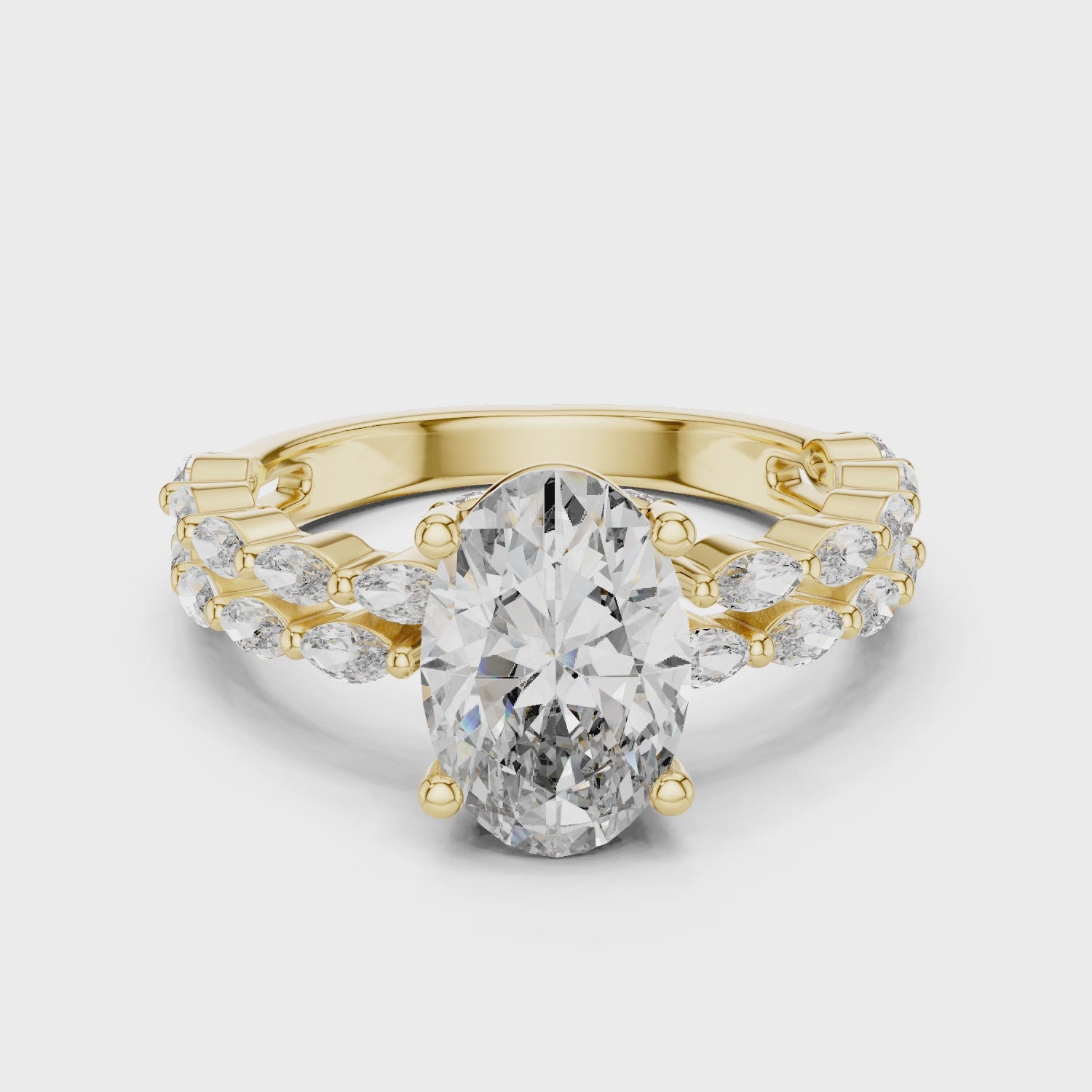Oval Cut Diamond Marquise Split Shank Engagement Ring