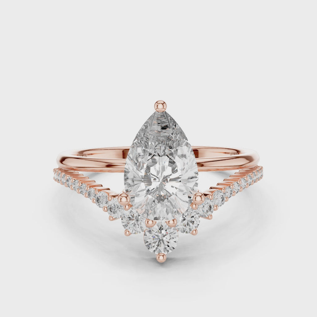 Pear Diamond Split Shank Ring