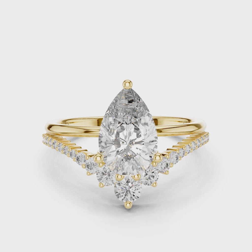 Pear Diamond Split Shank Ring