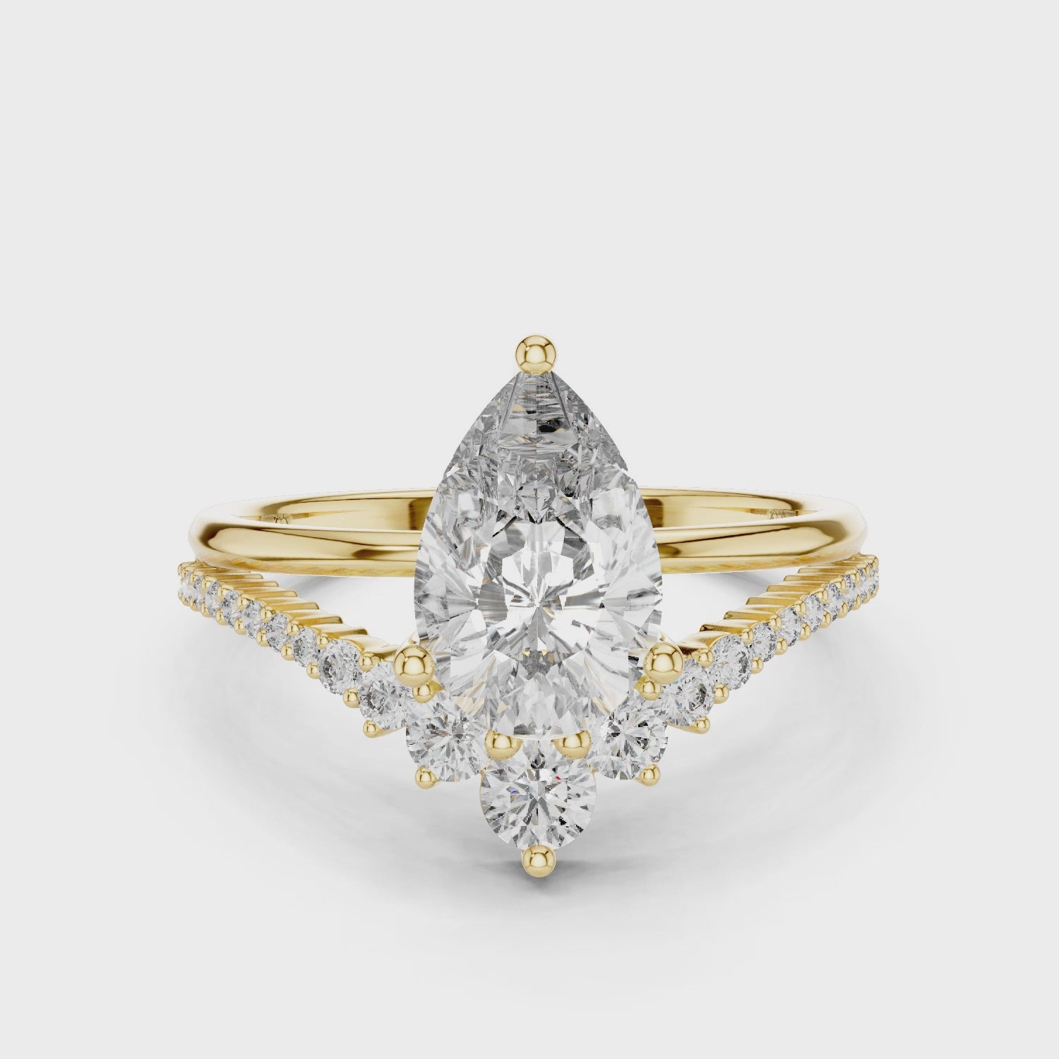 Pear Diamond Split Shank Ring