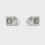Pear & Emerald Cut Diamond Stud Earrings