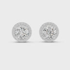 Round Halo Diamond Stud Earrings