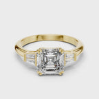 Asscher Cut Lab Grown Diamond Three-Stone Ring